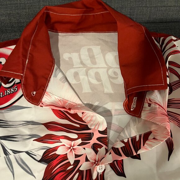 Dr. Pepper Button Up Hawaiian Shirt Size M Like New - Picture 2 of 5